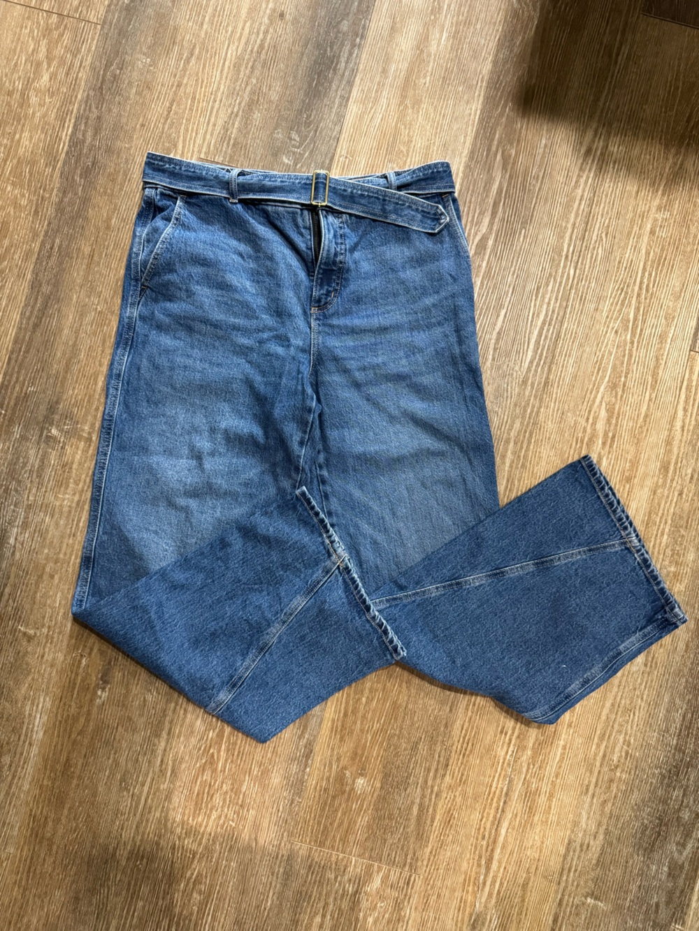 LOFT Midwash Blue Wide-Leg Jeans with Belt
